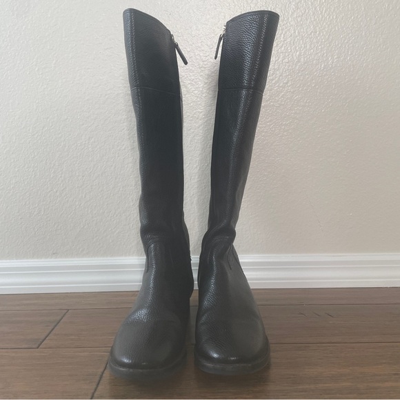 Tory Burch boots black grained leather knee high zip up boots luxury boots - Picture 4 of 16
